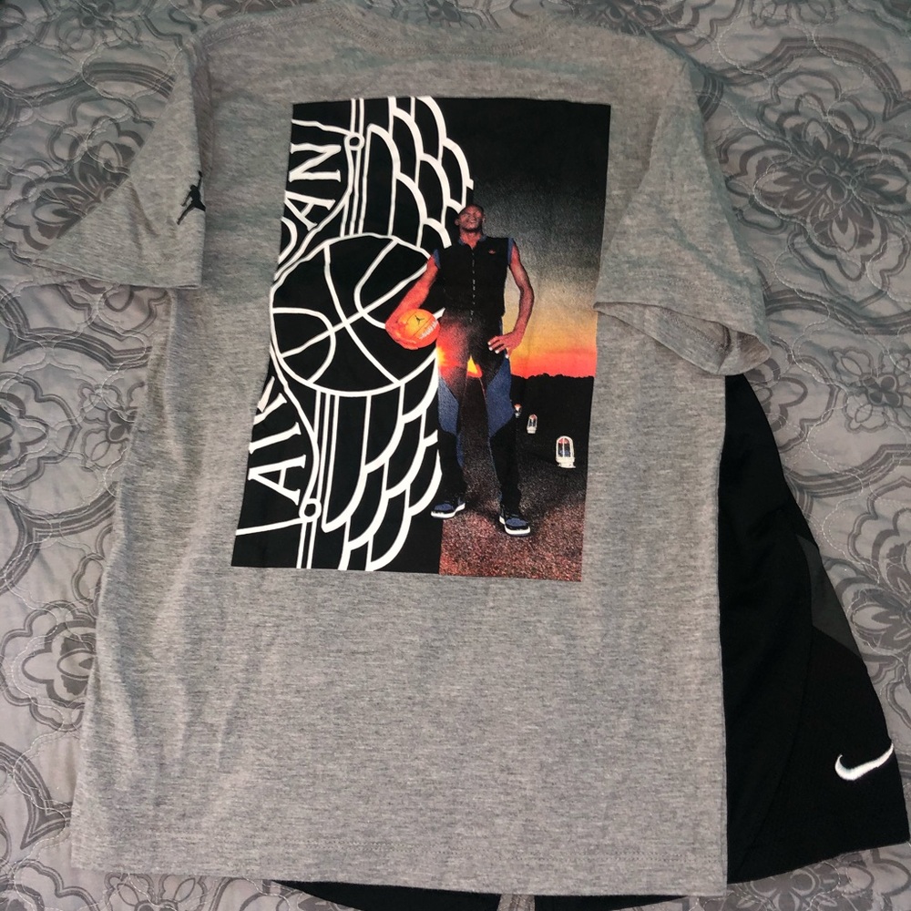 Boys air Jordan T-shirt and Nike shorts